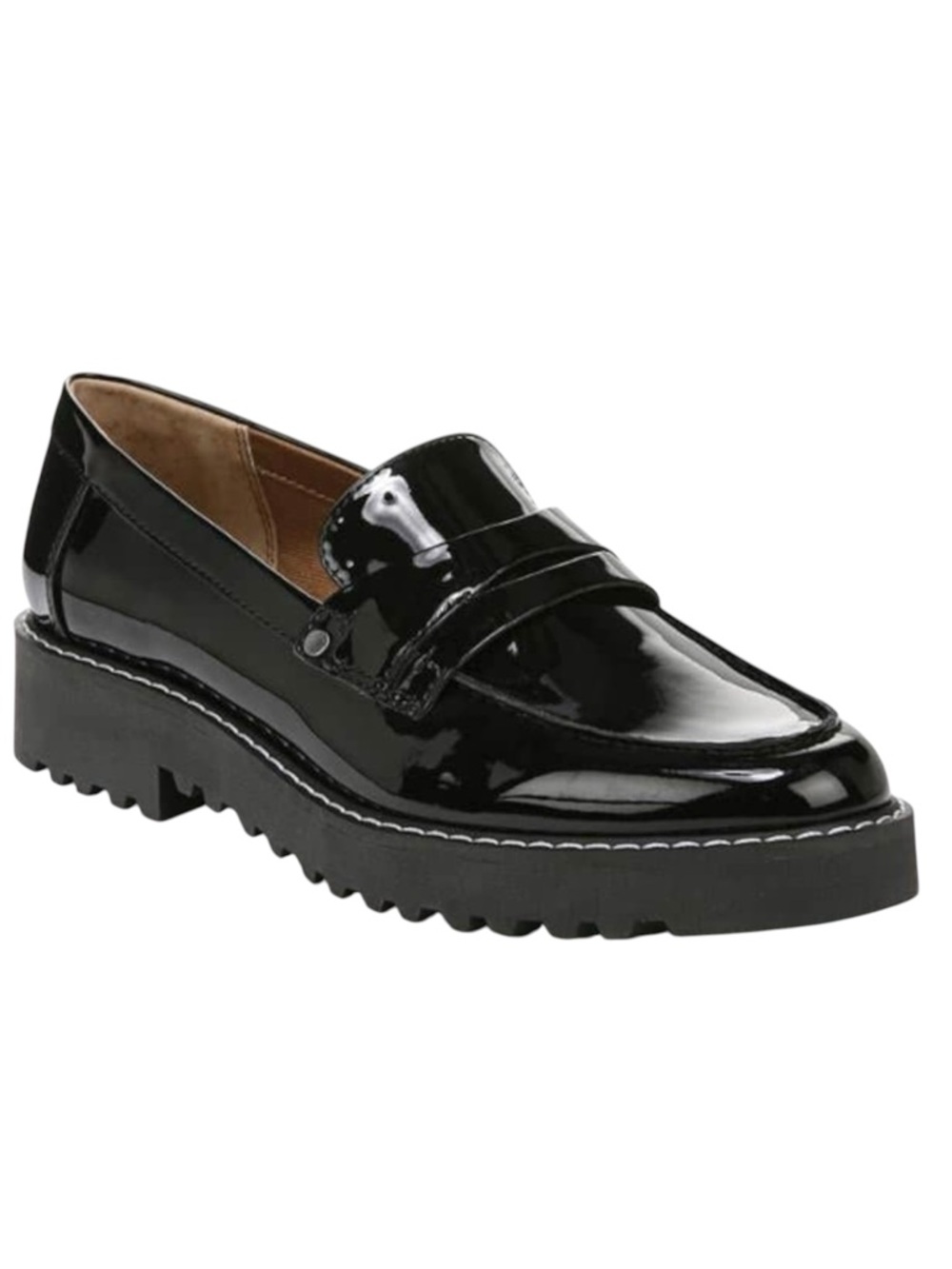 Franco Sarto Cassandra Black Patent Lug Sole Penny Loafer Size 10